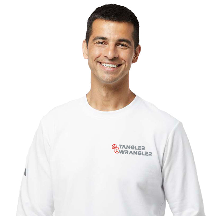 Tangler Wrangler Embroidered Adidas Unisex Fleece Crewneck Sweatshirt: White