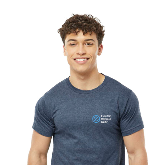 Electric Vehicle Gear Embroidered Tee: Blue